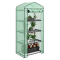 Mini Greenhouse Indoor Outdoor - 4 Tier Small Green House with PE Cover & Roll-Up Zipper Door, Portable Greenhouse