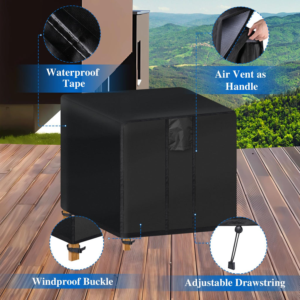 Fire Pit Cover Square- Waterproof Firepit Covers Square (21L x 21W x 35H inches, Black) Outdoor Fireplace Cover