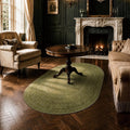 Oval Rug - Washable Ultra-Thin Carpet Dark Olive Green