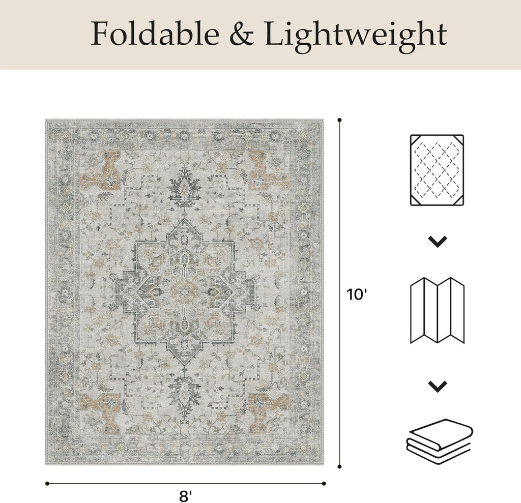 Outdoor & Indoor Area Rug, Waterproof, Non-Shedding, Easy Cleaning, Boho Mat for Patio, Living Room, Balcony