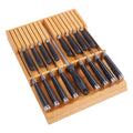 In-drawer Knife Block Bamboo Kitchen Knives Drawer Organizer Large