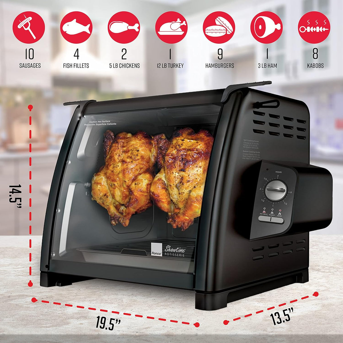 Modern Rotisserie Oven, Large Capacity (12lbs) Countertop Oven, Multi-Purpose Basket for Versatile Cooking, Easy-to-Use Controls
