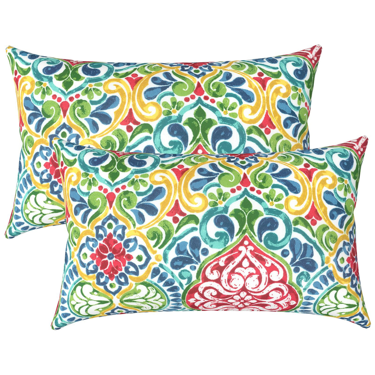 Outdoor Lumbar Pillow Covers Only Set of 2 Patio Decorative Pillow Cases, Water Repellent Lumbar Cushion Cases for