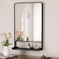 18 x 28 Inch Black Bathroom Mirror with Shelf, Rust-Resistant
