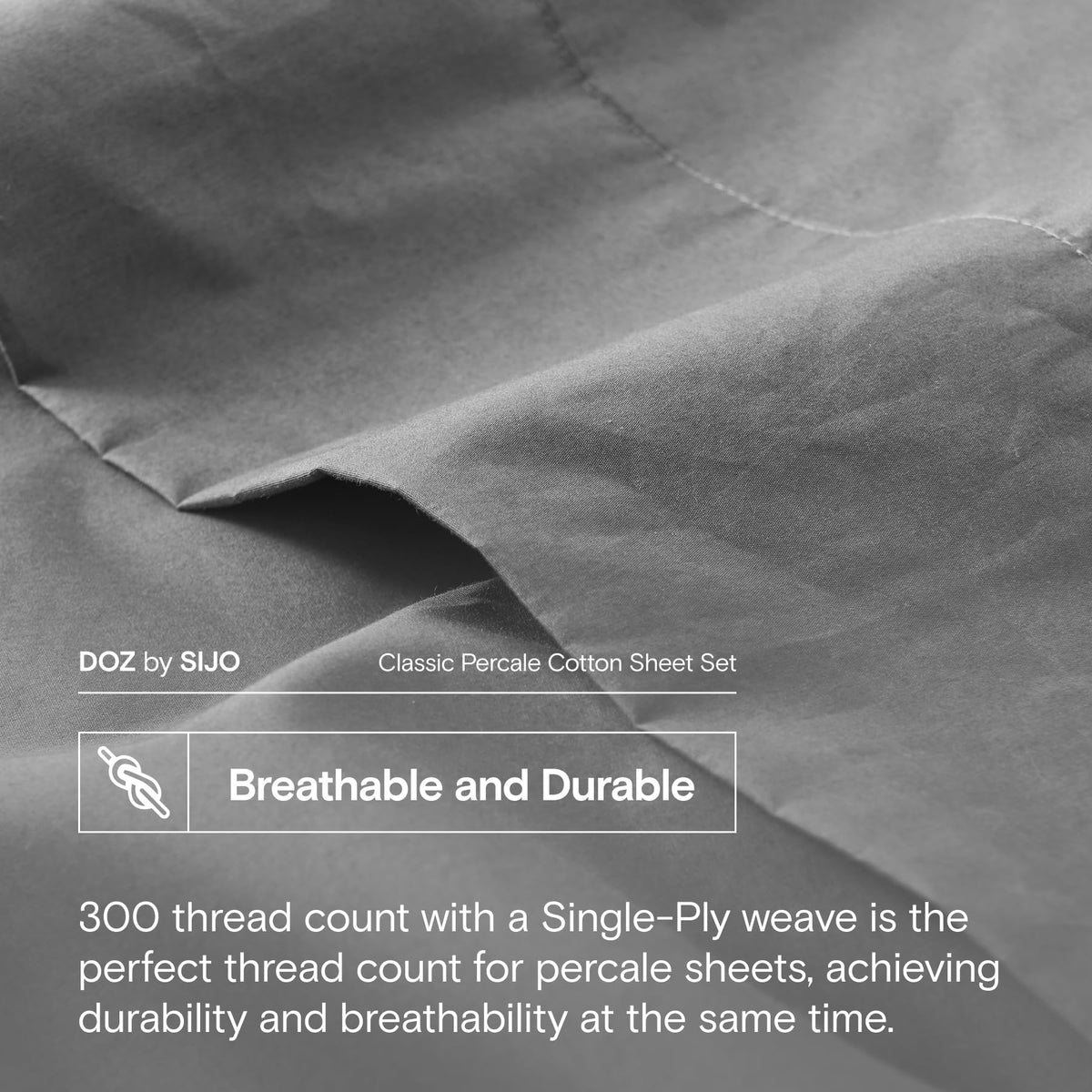 DOZ 100% Long Staple Cotton Sheet Sets, Classic Percale Cotton, Cool Crisp, Breathable, Matte Finish, Hotel Style
