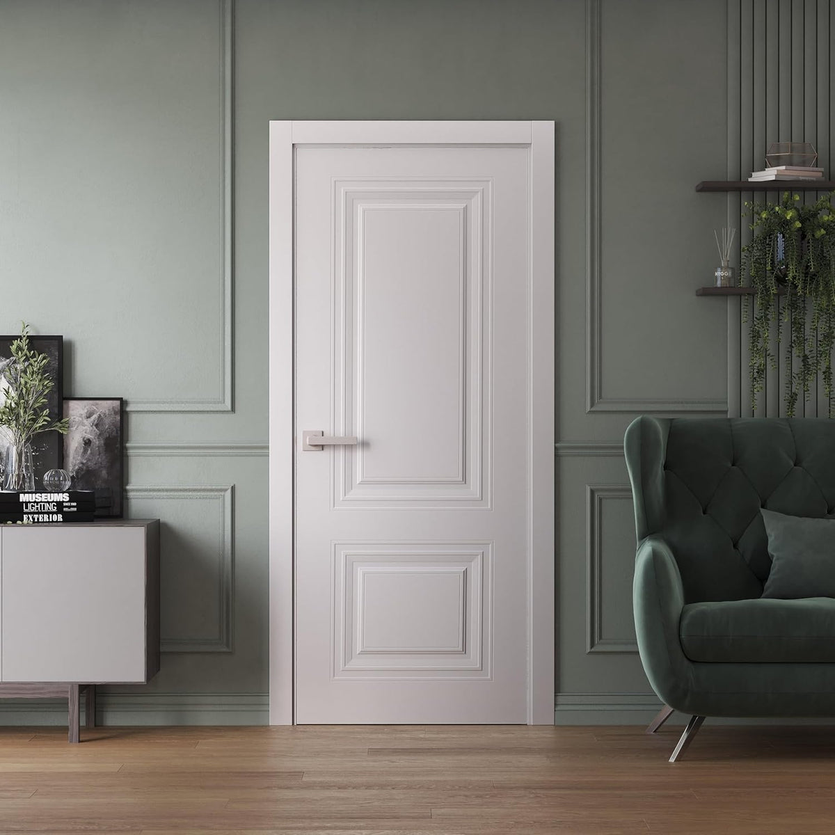 Interior Door 42 x 80 inches | Base 7772 White | Single Regular Panel Frame Handle | Bathroom Bedroom Doors