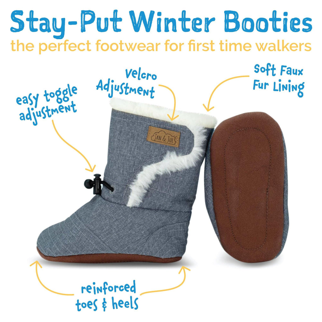 Stay-Put Winter Baby Booties (Soft Brown, S)