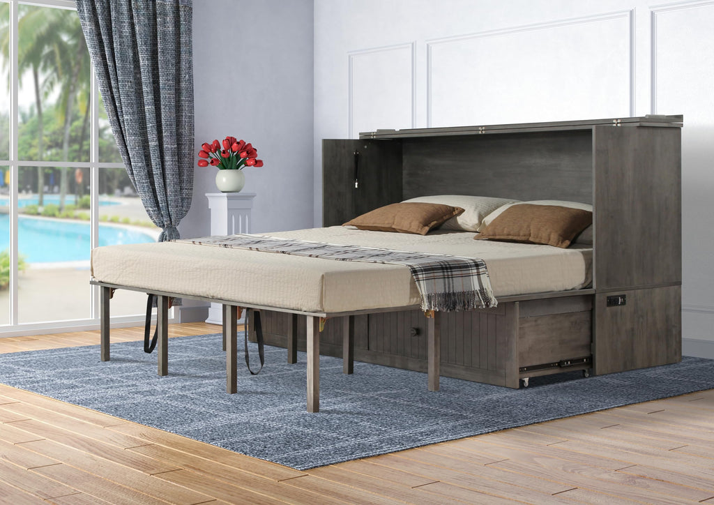 Murphybedz Tuscany Murphy Cabinet Chest Bed with Charging Station 6 Inch (Galaxy Grey, King)