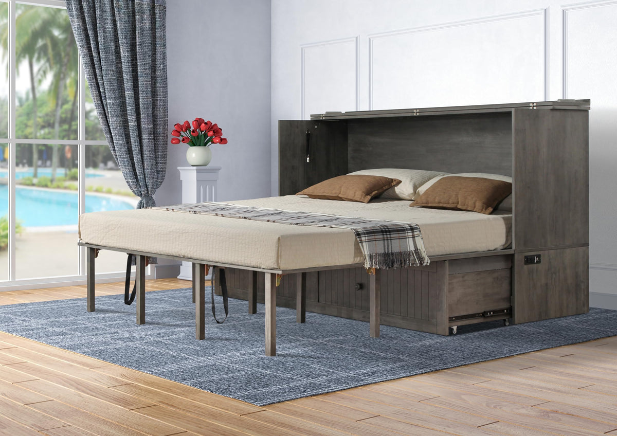 Murphybedz Tuscany Murphy Cabinet Chest Bed with Charging Station 6 Inch (Galaxy Grey, King)