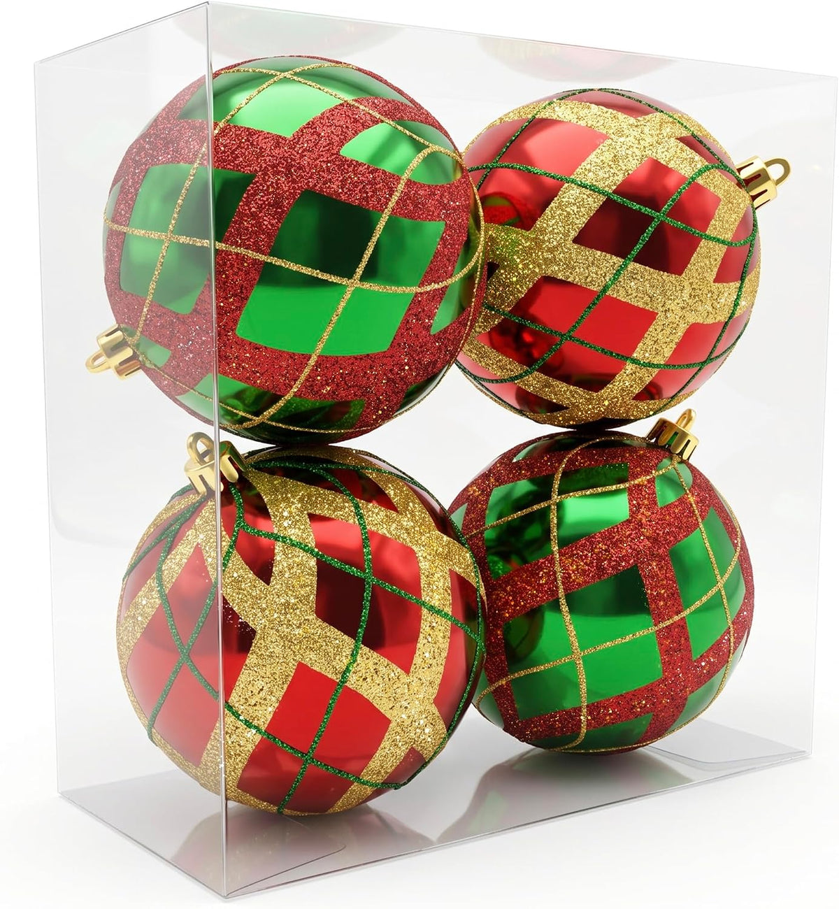 Large Christmas Ball Ornaments 4PCS 3.94" Big Shatterproof Balls