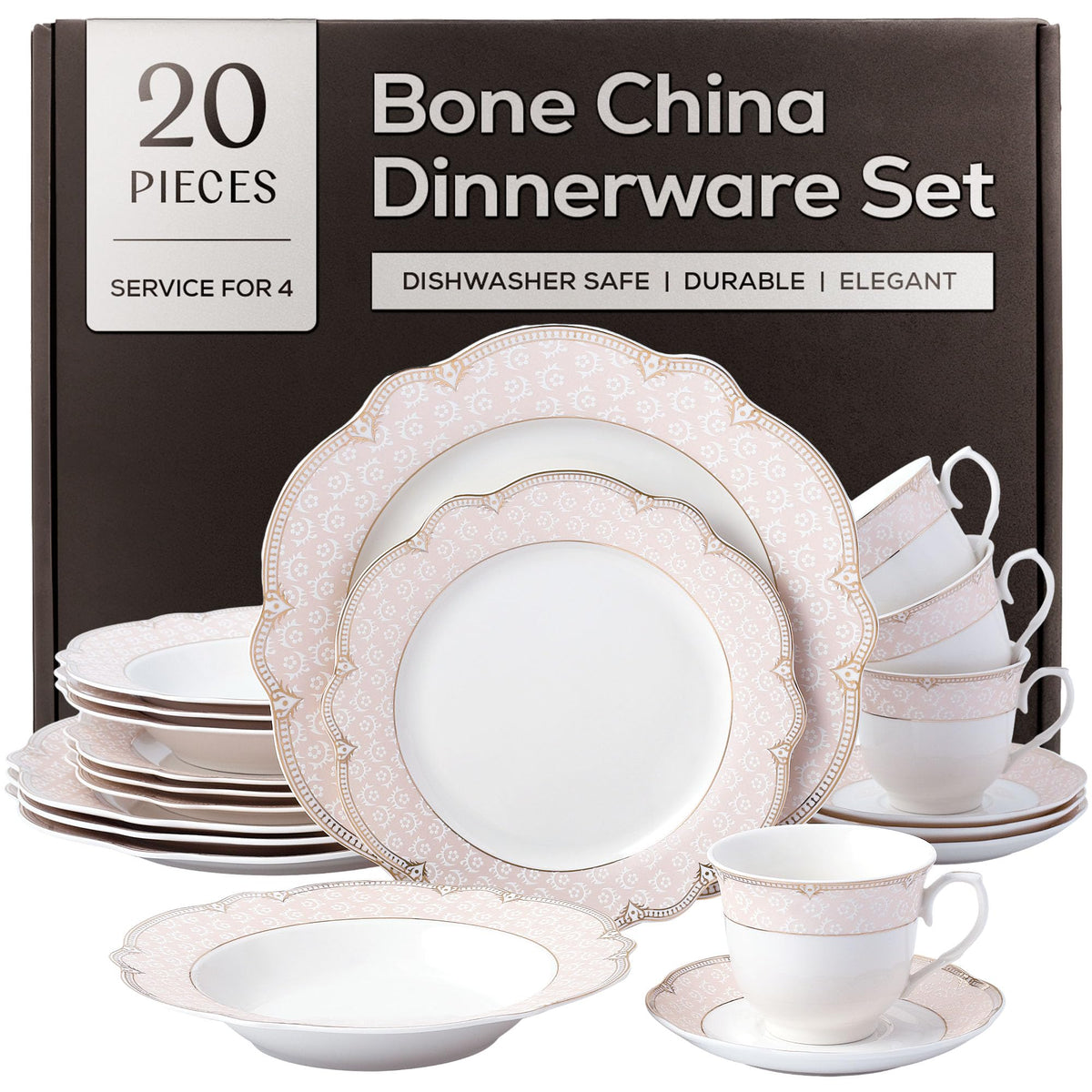 Sandra Bone China Dinnerware Set, 20-Piece