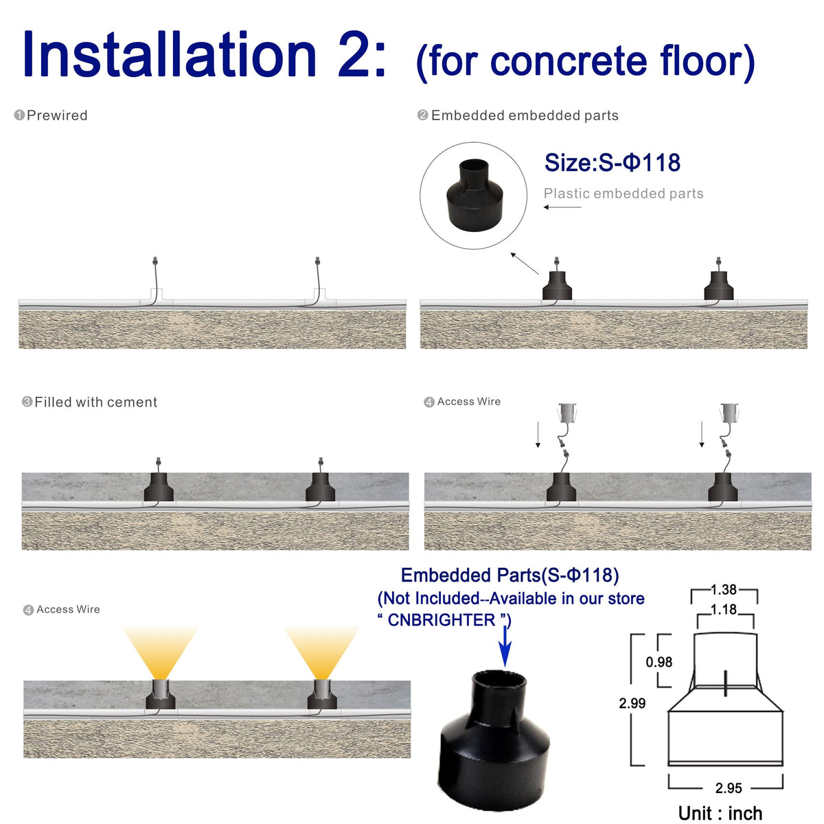 LED In-Ground Well Lights Anti-Glare,1W 12V-24V DC, IP67 Waterproof Recessed Lamp,Buried Underground Outdoor