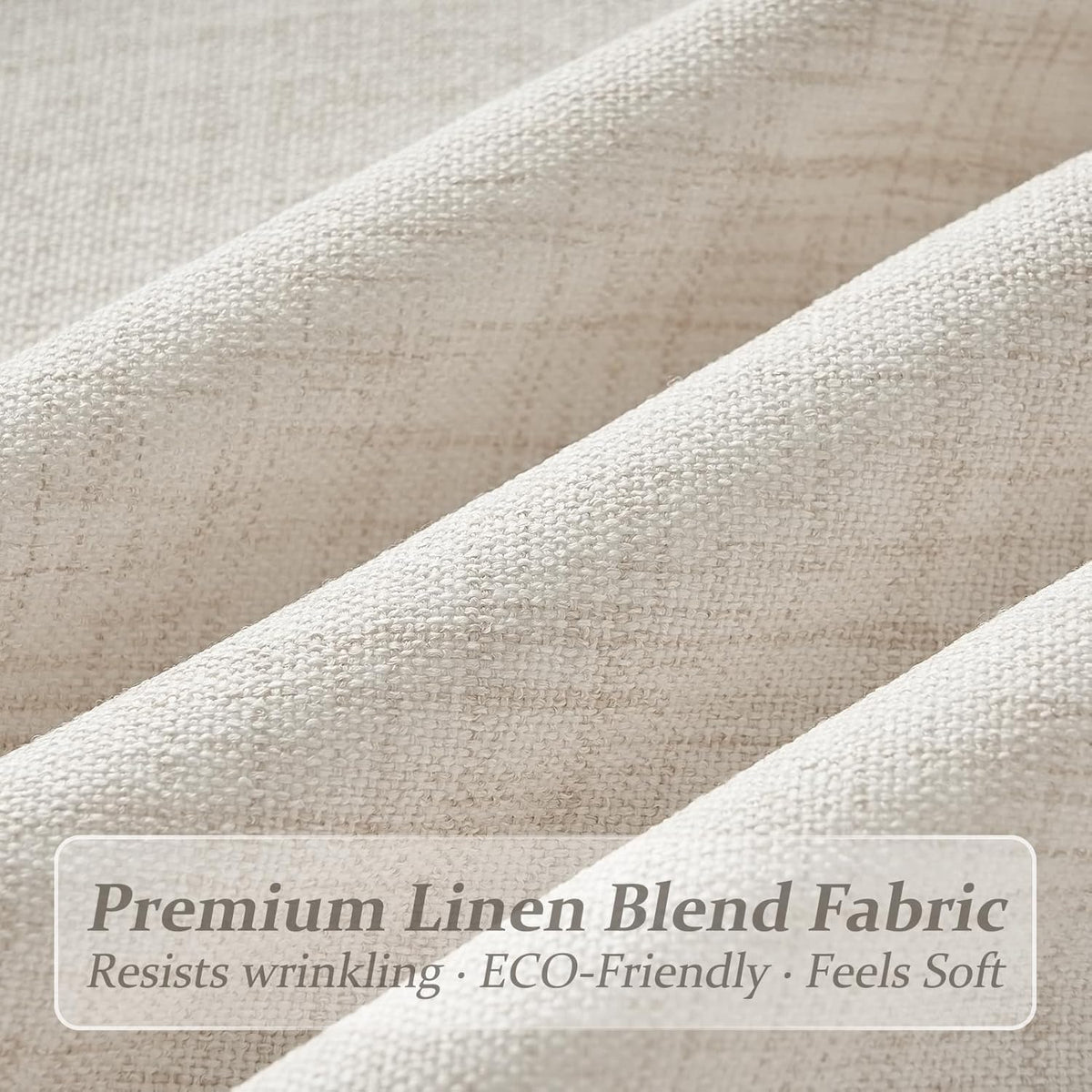 Pinch Pleated Linen Viral Curtains 4 Panels Set for Living Room, Birch Memory Trained Pleat Light