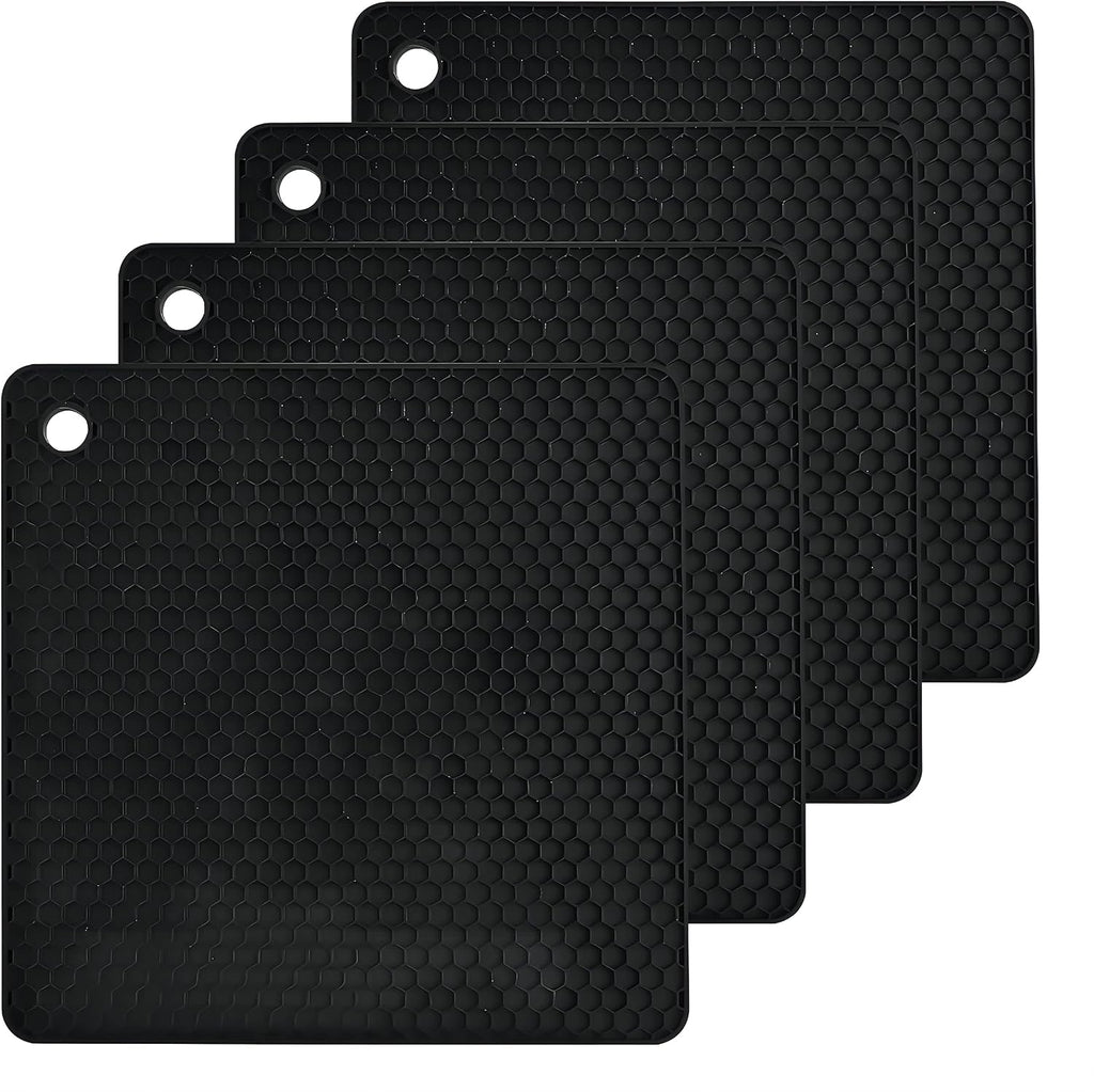 Silicone Trivets Mats Set, Silicone Hot Pads Pot Mat for Countertop, Trivet Pads Heat Resistant, Table Placemats - Set of 4