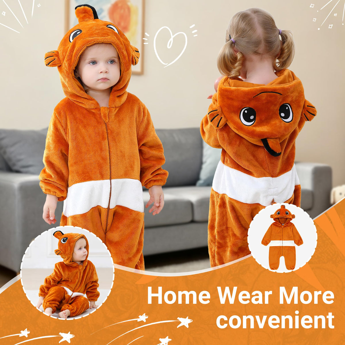 Unisex Baby Romper Winter Jumpsuit and Autumn Flannel Jumpsuit Fish