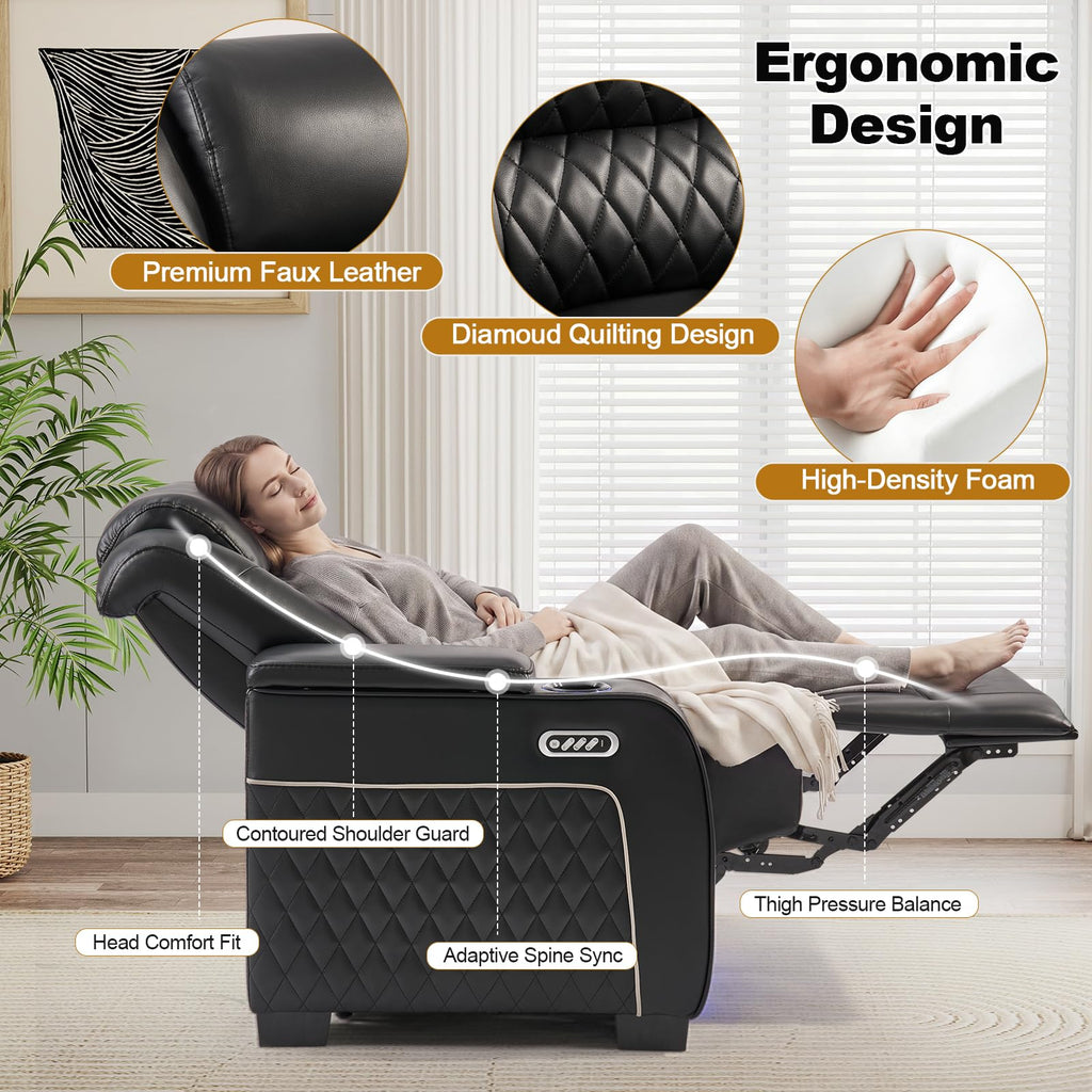 Dual Motor Power Recliner Set of 6 with Adjustable Headrest & LED Light