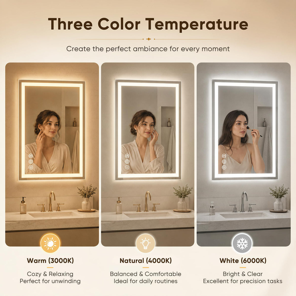 30x36 LED Bathroom Mirror with Lights, Backlit + Frontlit