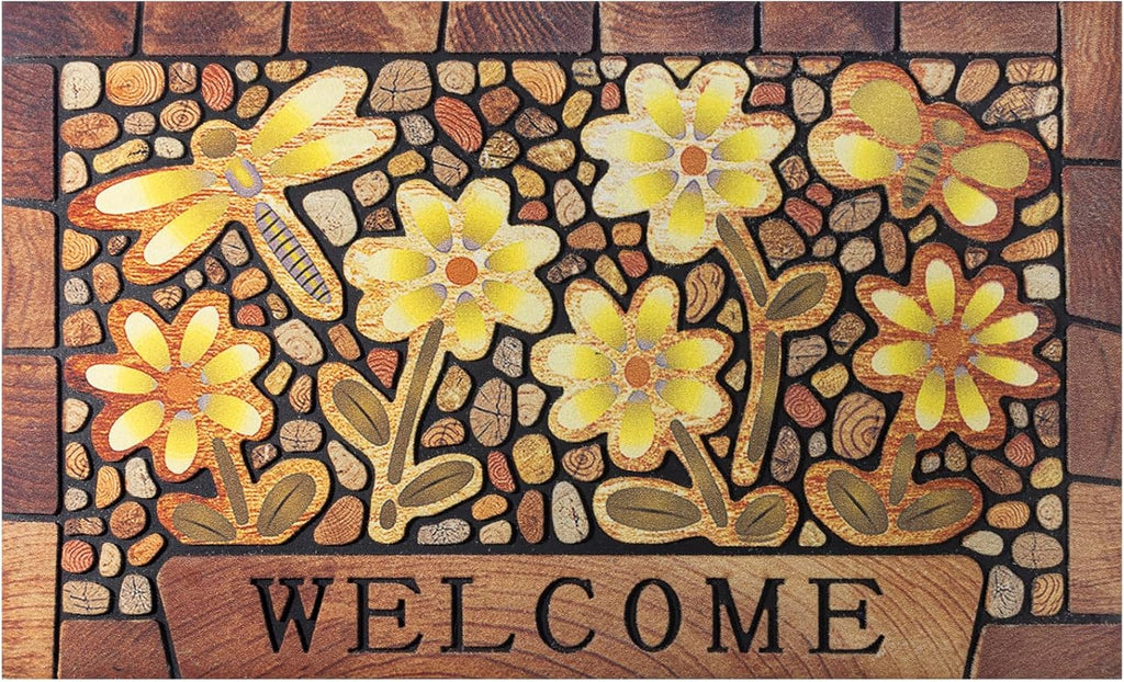 Welcome Mat Non Slip Rubber Back 24x36 Welcome Mats for Front Door | Large, Heavy Duty, Absorbs Moisture and Dirt