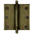 3x3 Inch Brass Ball Bearing Door Hinges, 3 x 3 Inches Solid Brass Durable Heavy Duty Architectural Mortise Hinges for