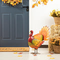 21.5"H Thanksgiving Metal Turkey Porch Decor, Farmhouse Hand-Painted Rustic Turkey Sculpture Statue Sign for