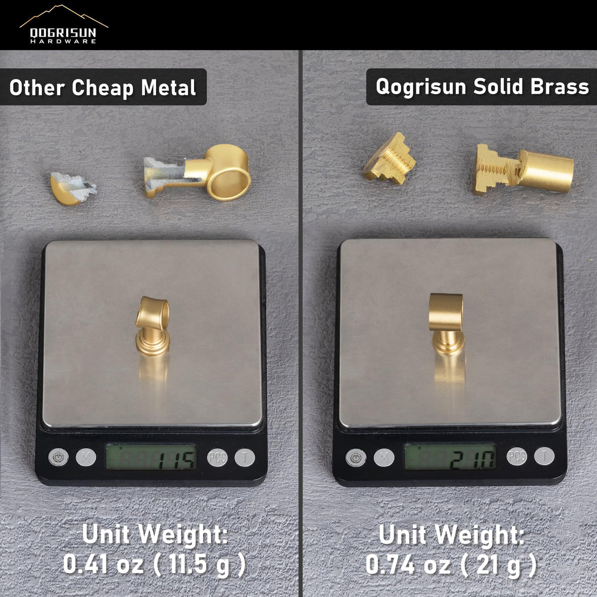 5-Pack Acrylic Cabinet Drawer Pulls, Brushed Brass,5-1/16 Inch