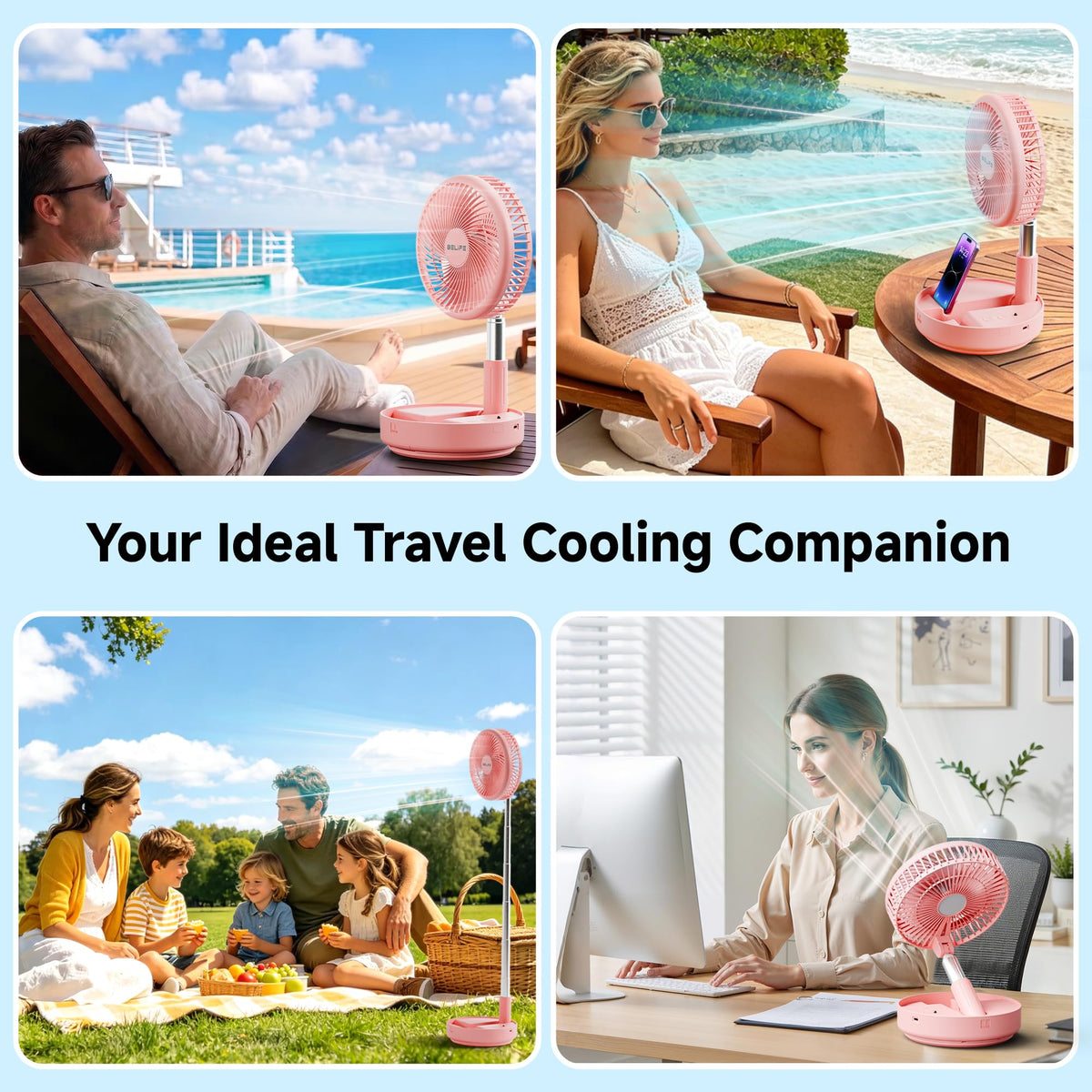 X8 Portable Oscillating Camping Fan for Travel