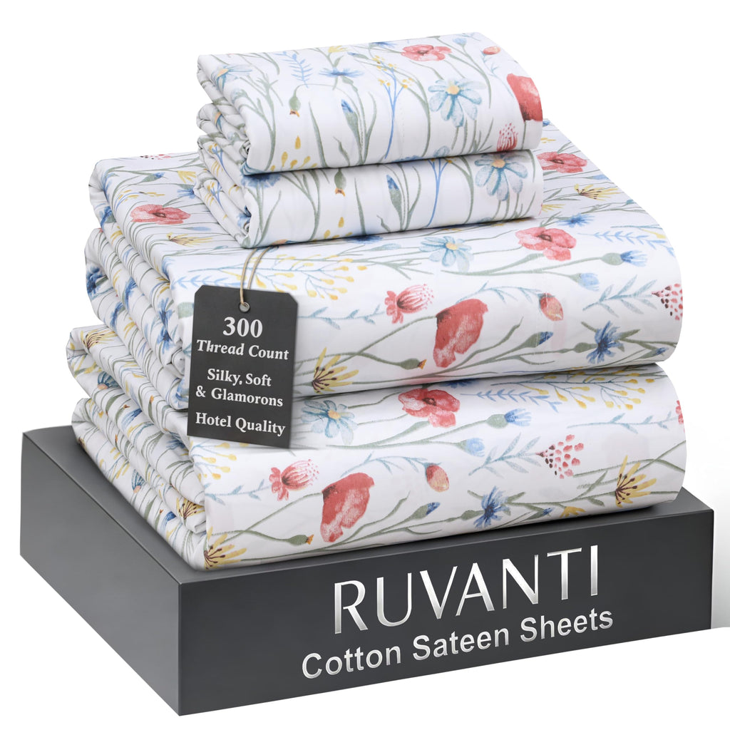 100% Cotton Sateen Sheet Set, Sweet Pea Fest