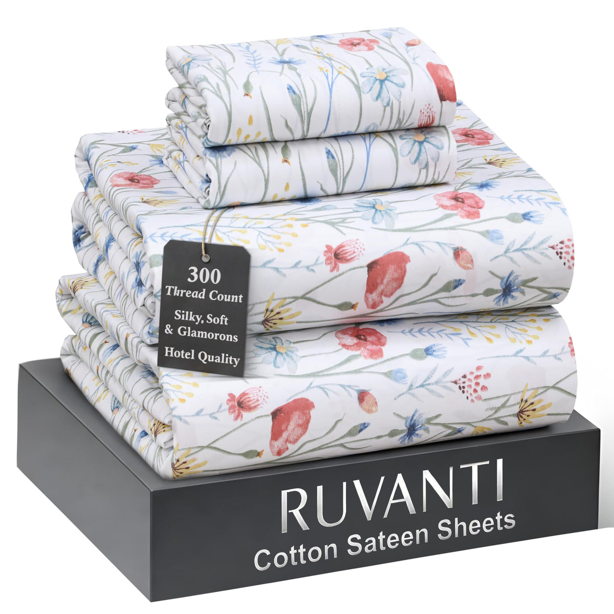 100% Cotton Sateen Sheet Set, Sweet Pea Fest