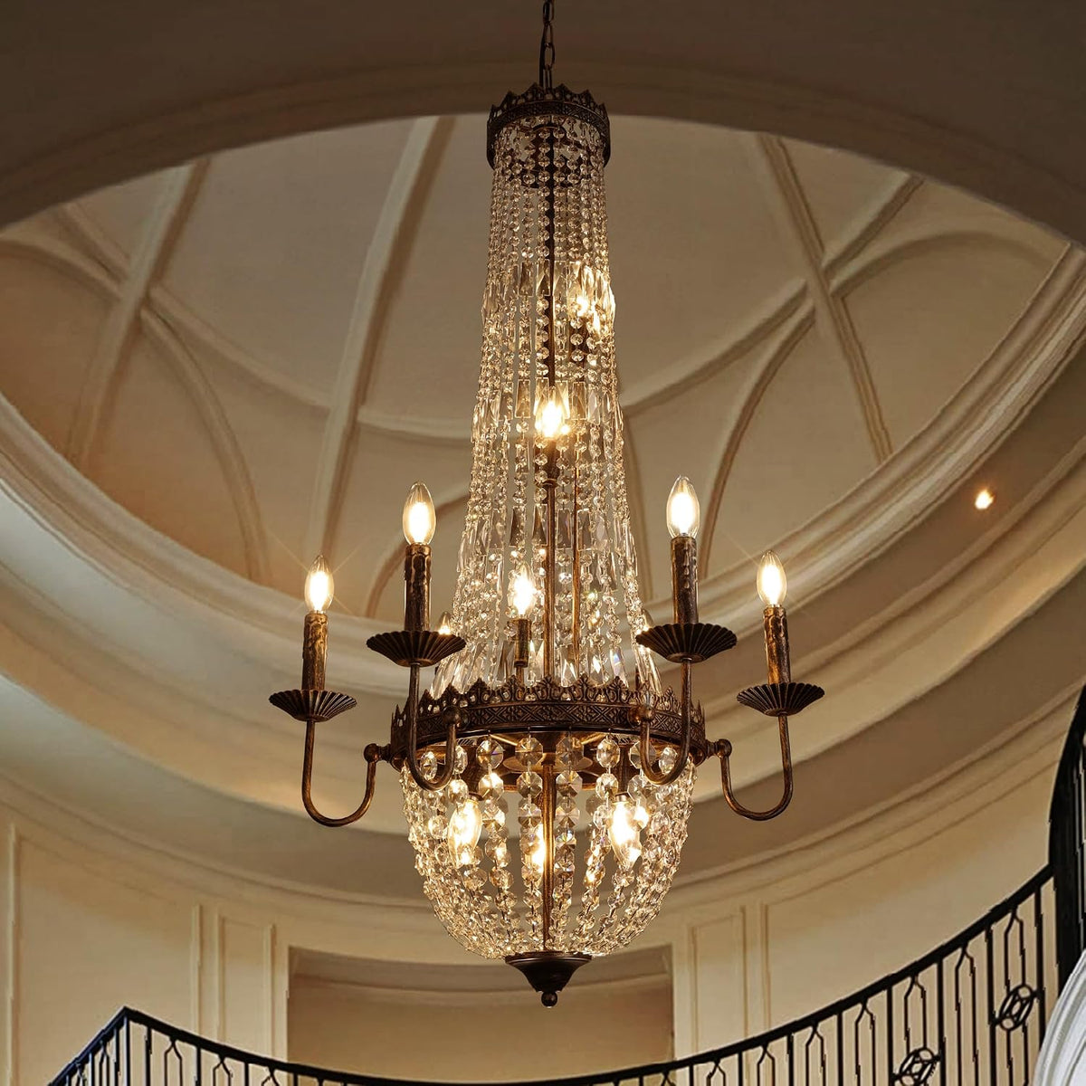 12-Light Vintage French Empire Crystal Chandelier for Dining and Living Rooms
