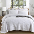White Quilt Set Cotton Matelasse Coverlet Set Luxury Quilted Comforter Set Lightweight Fall Bedspreads