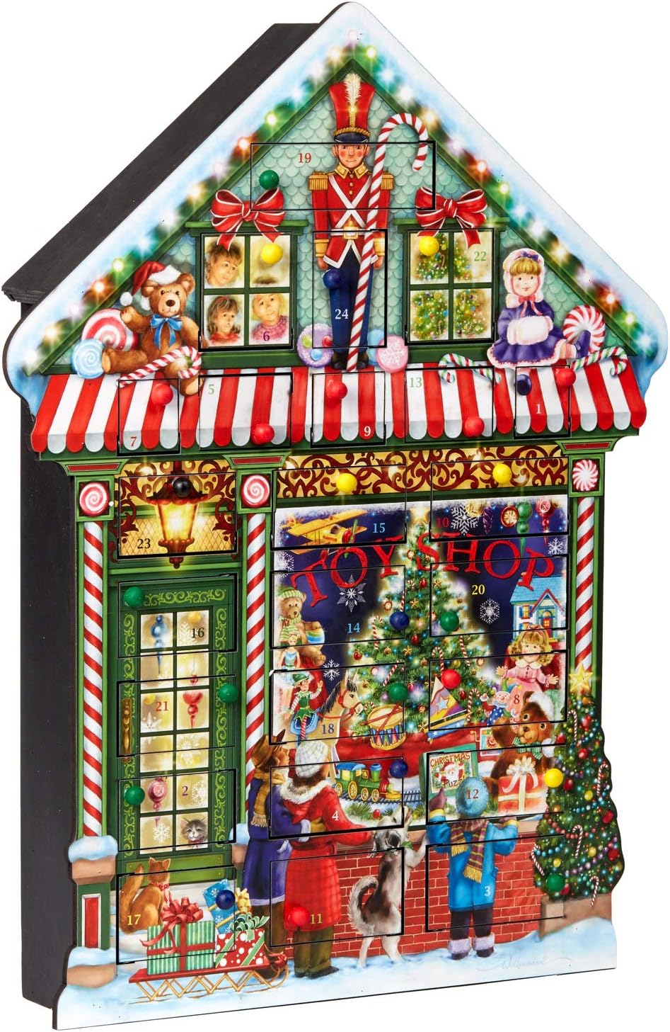 Toy Shop Wooden Advent Calendar - Countdown to Christmas Year After Year with this Family Heirloom - 15" x 20"