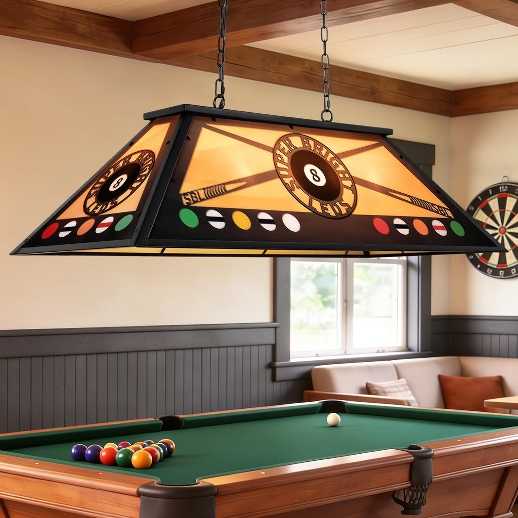 Vintage Pool Table Light Fixture, Tiffany Pool Table Lights Hanging Over 7'-8' Pool Table, 43" Billiard Table