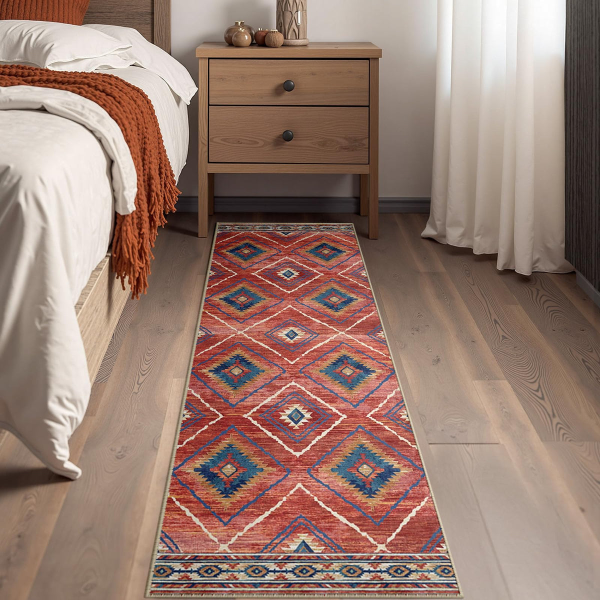 Washable Area Rug Runner Red/Orange
