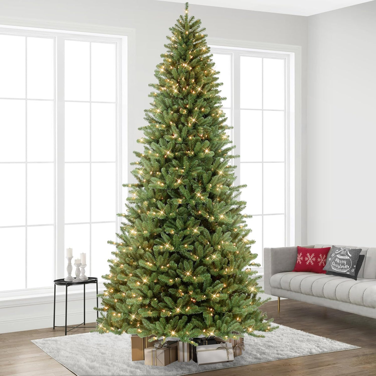 International Pre-Lit 10' Berkshire Fir Artificial Christmas Tree with 1000 Warm White LED Lights, Green