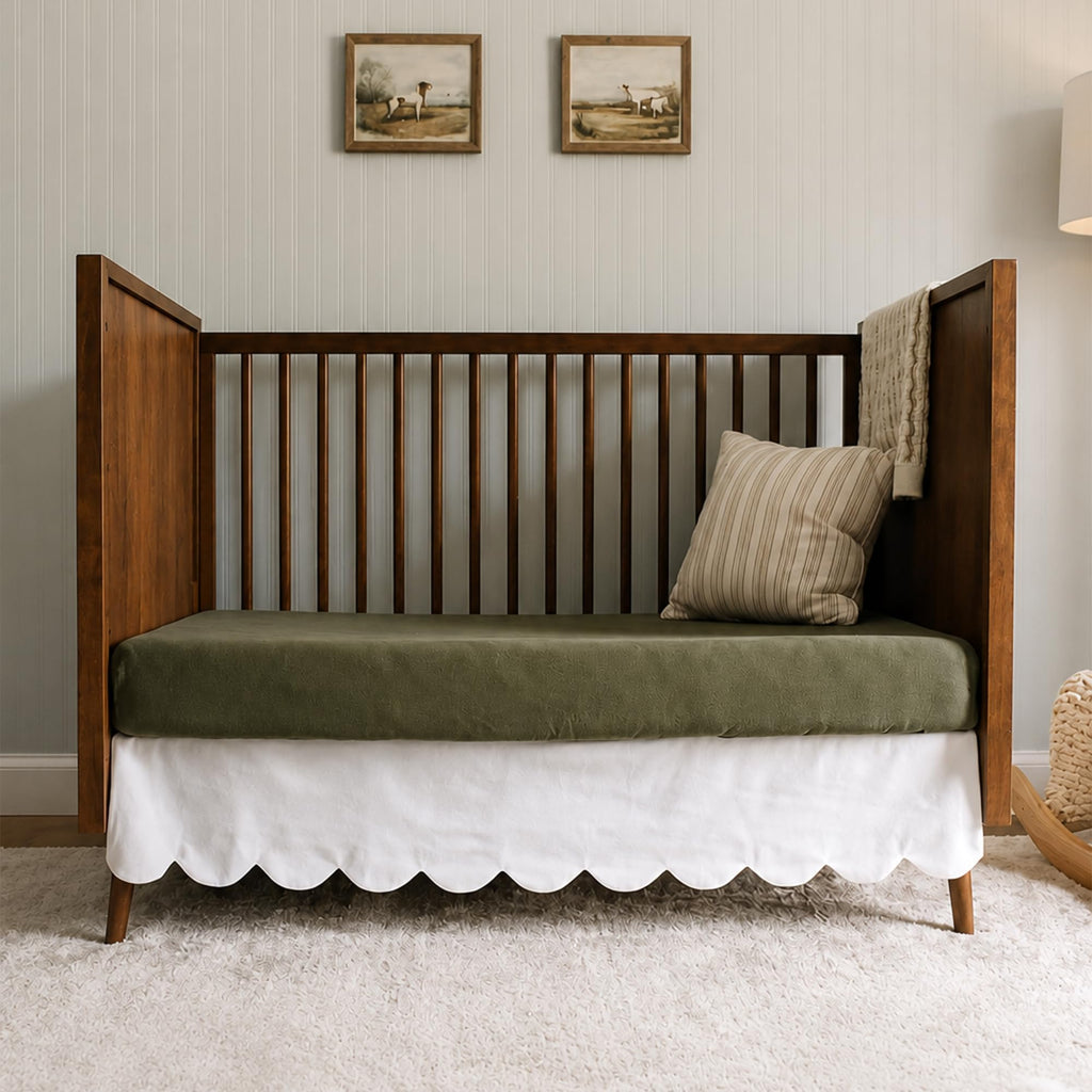 White Crib Skirt Add-On, Crib Bed Skirt, One-Sided 52x28 Inches