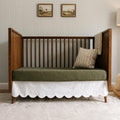 White Crib Skirt Add-On, Crib Bed Skirt, One-Sided 52x28 Inches