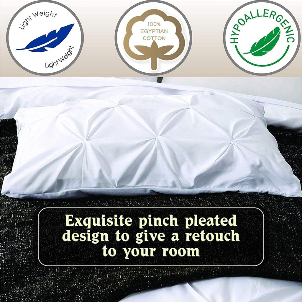 Premium Quality Alaskan King 120x132 Turquish Pinch Pleated Duvet Cover Set Zipper Closure & Corner Ties Easy