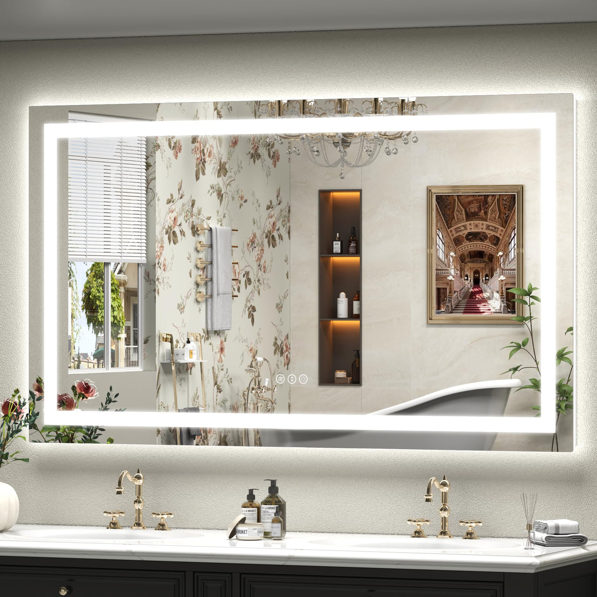 60x36 LED Lighted Bathroom Mirror for Vanity Wall