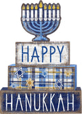 Hanukkah Table Decoration Happy Hanukkah Wooden Block Wooden Decoration Chanukah Table Centerpiece Sign Jewish - Set of 4
