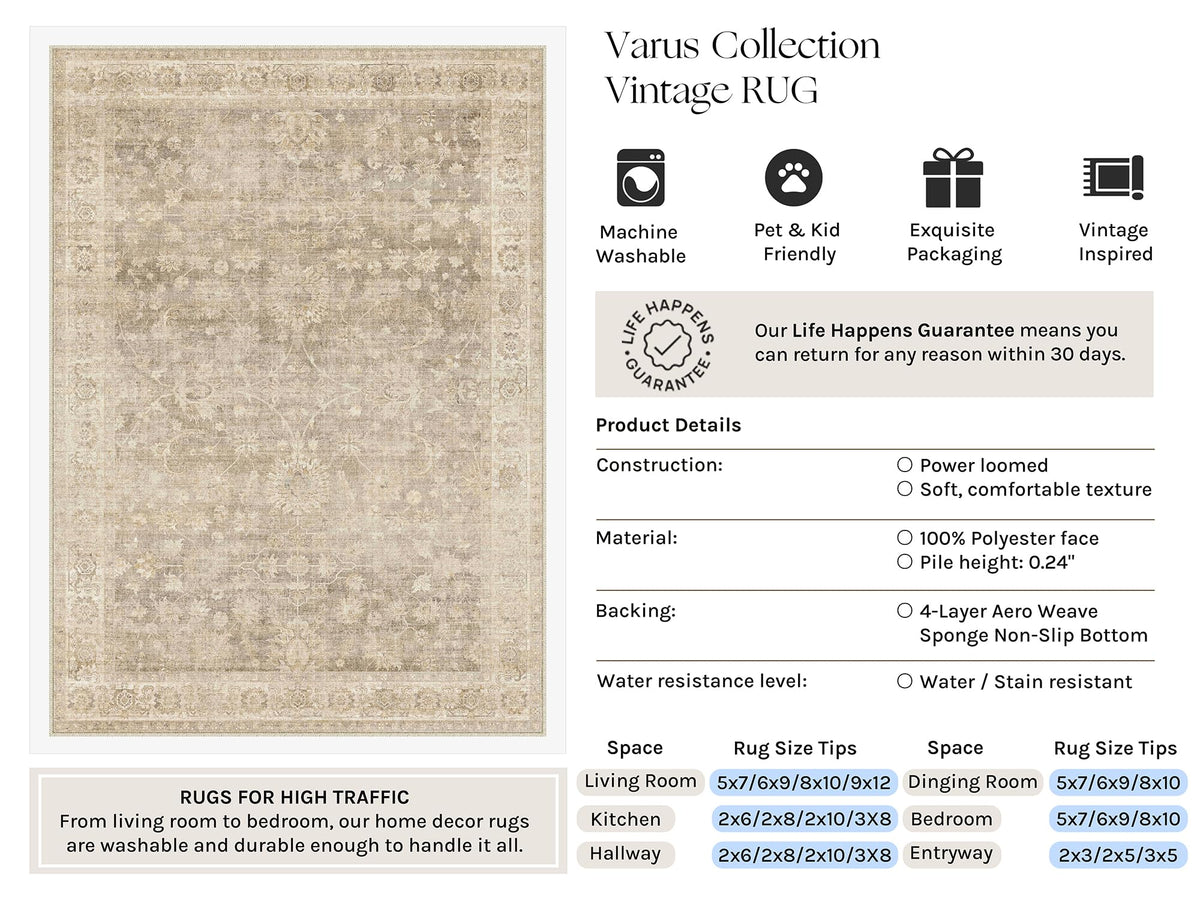 Beige Runner Rugs 2x8 Hallway Washable Rug Carpet