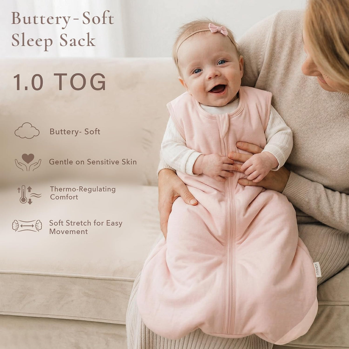 Rayon Made from Bamboo Baby Sleep Sack, 1.0 TOG Quilted Baby Wearable Blanket with Way Zipper, Sleeping Bag
