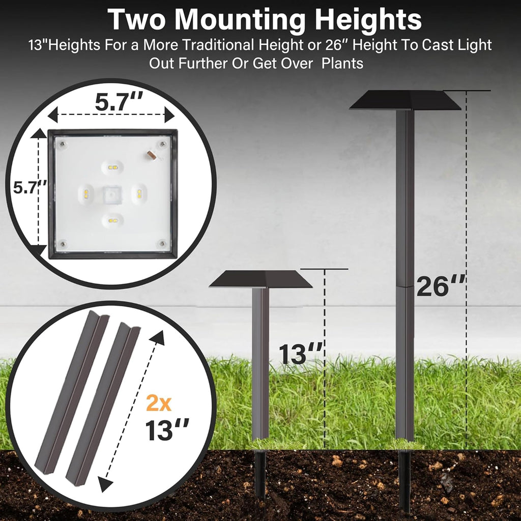 300 LM Solar Landscape Lights Outdoor, Pathway Light 2 Color Modes, 4 Pack