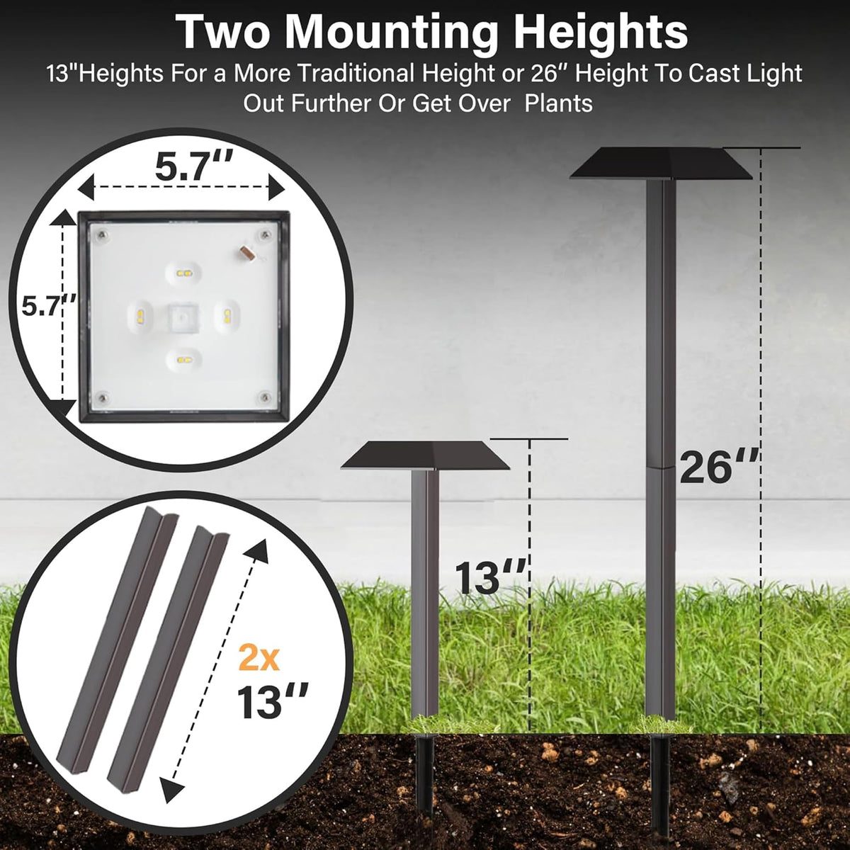 300 LM Solar Landscape Lights Outdoor, Pathway Light 2 Color Modes, 4 Pack