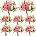 8 Bundles Artificial Peonies Flowers Fake Silk Peony Bouquet Faux Peonies Flowers Bulk for Decoration Vase Floral