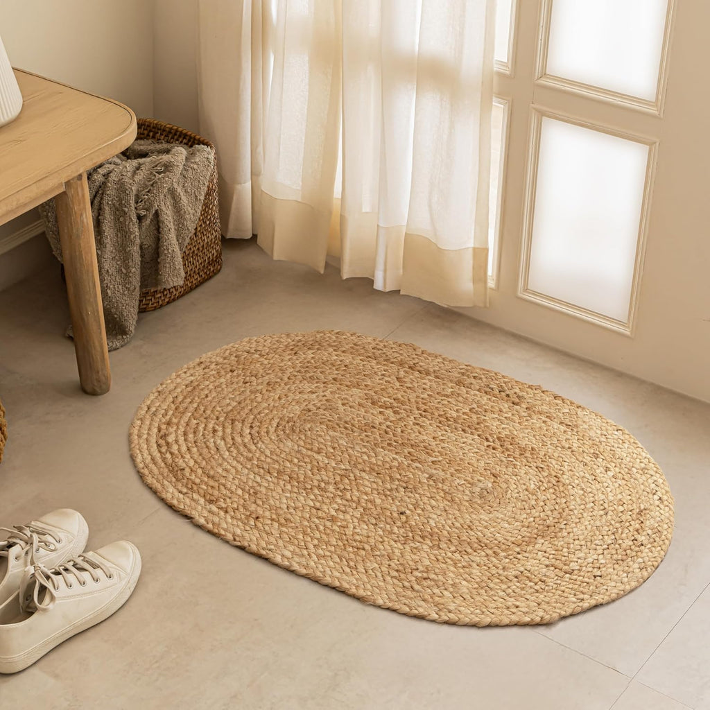 Oval Braided Jute Area Rug | Natural