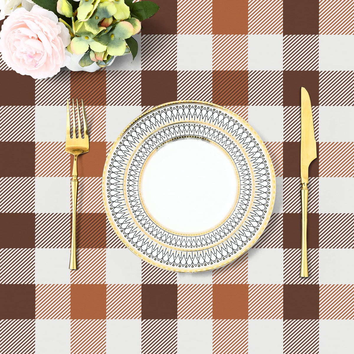 Rectangular Waterproof Vinyl Table Cloth, Flannel Backed Tablecloth