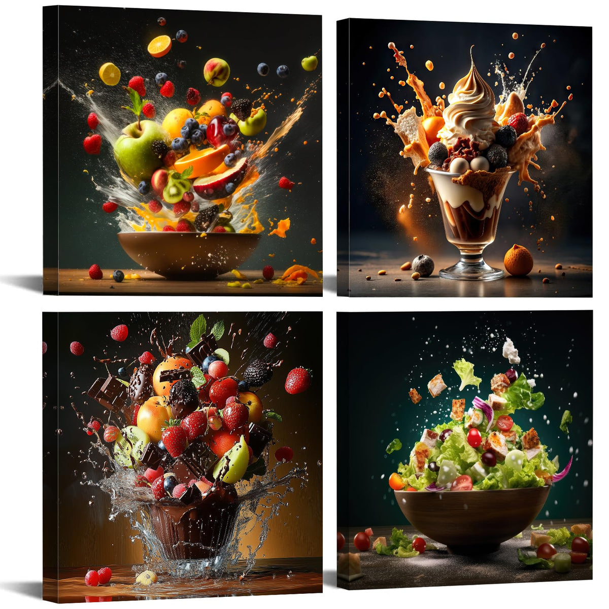 Kitchen Wall Decor Colorful Spices Seasoning Picture Dining Room Canvas Wall Art Still Life Food Fruit Posters Prints