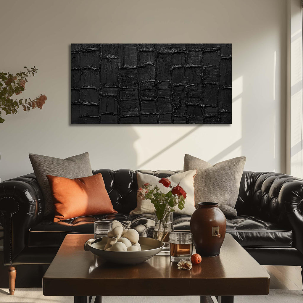 Abstract Painting Wall Art Black Wall Decor Minimalist Wall Art Size 20 x 40 Inch