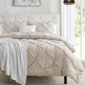 Duvet Cover Set Linen - Soft Double Brushed Duvet Set with Button Closure & Corner Ties, 2 Piece Luxurious Pinch
