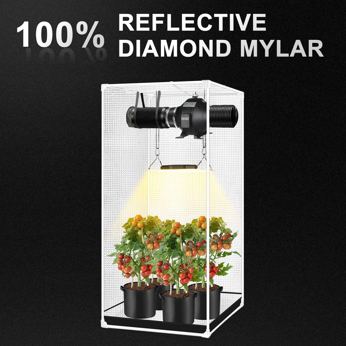 24"x24"x48" Grow Tent, Reflective 600D Mylar, Hydroponic Grow Tent with Observation Window and Floor Tray for Indoor